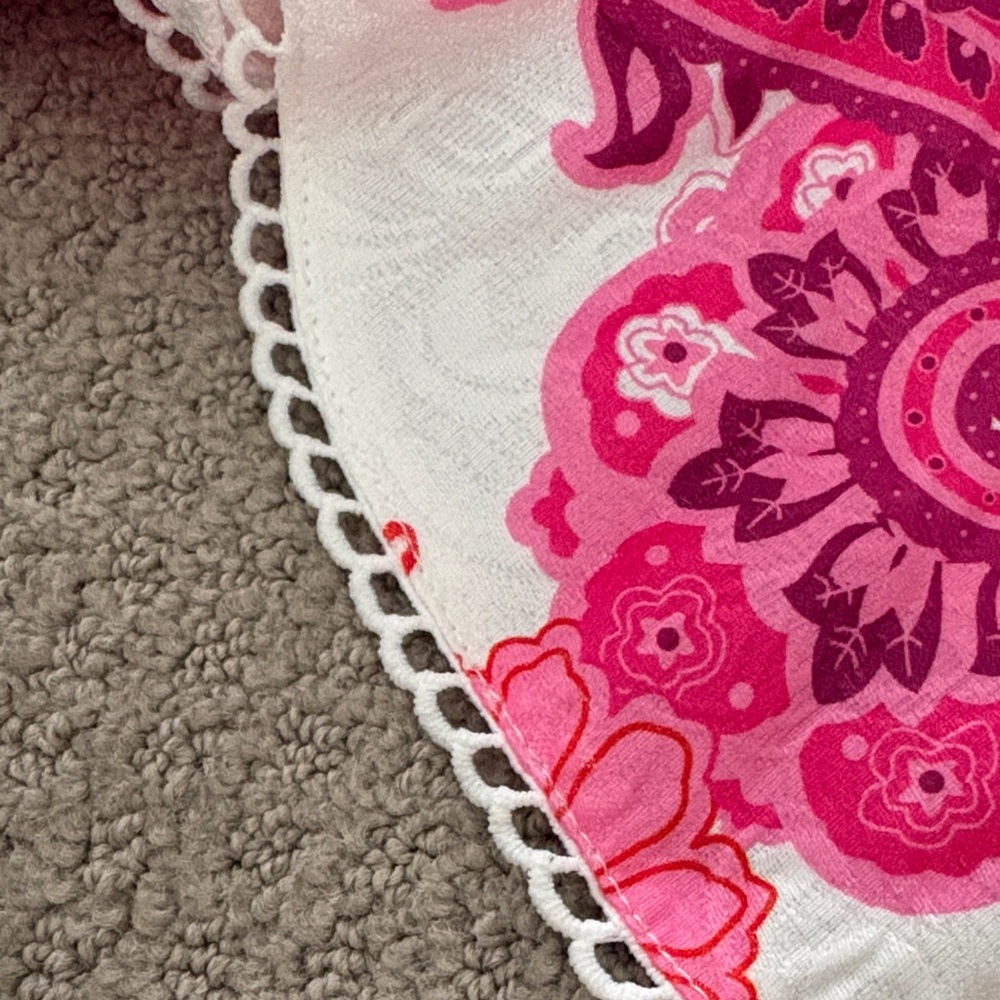 Pink and White Paisley Crop Top and Skirt Set - Picture 2 of 3